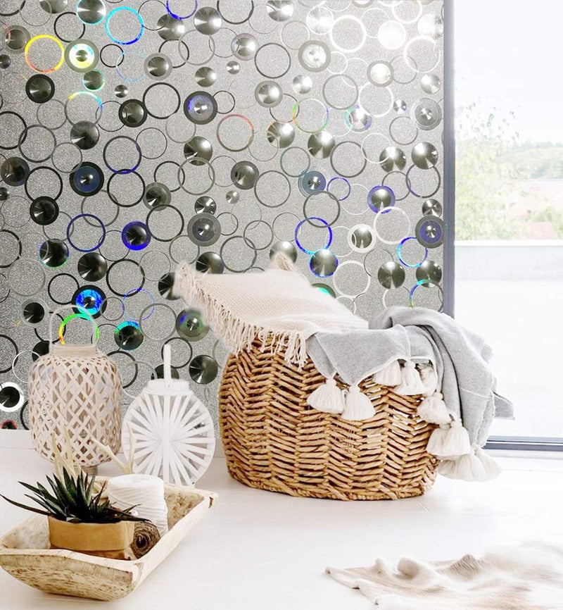 Dundee Deco AZ-G020 Geometric Glitter Light Silver, Yellow, Blue Circles Peel and Stick Self Adhesive Removable Wallpaper, Roll 18 ft. X 18 in. (5.5m X 45cm), 26.6 sq. ft. (2.5 sq. m) - Image 2